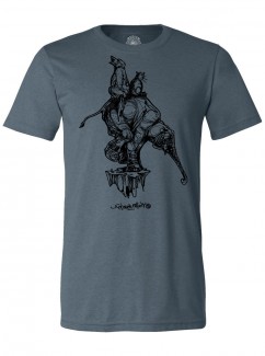 Elephant Cliff - Black on Heather Slate Men's T Shirt